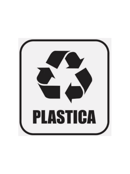 Adesivo vinile bianco simbolo plastica