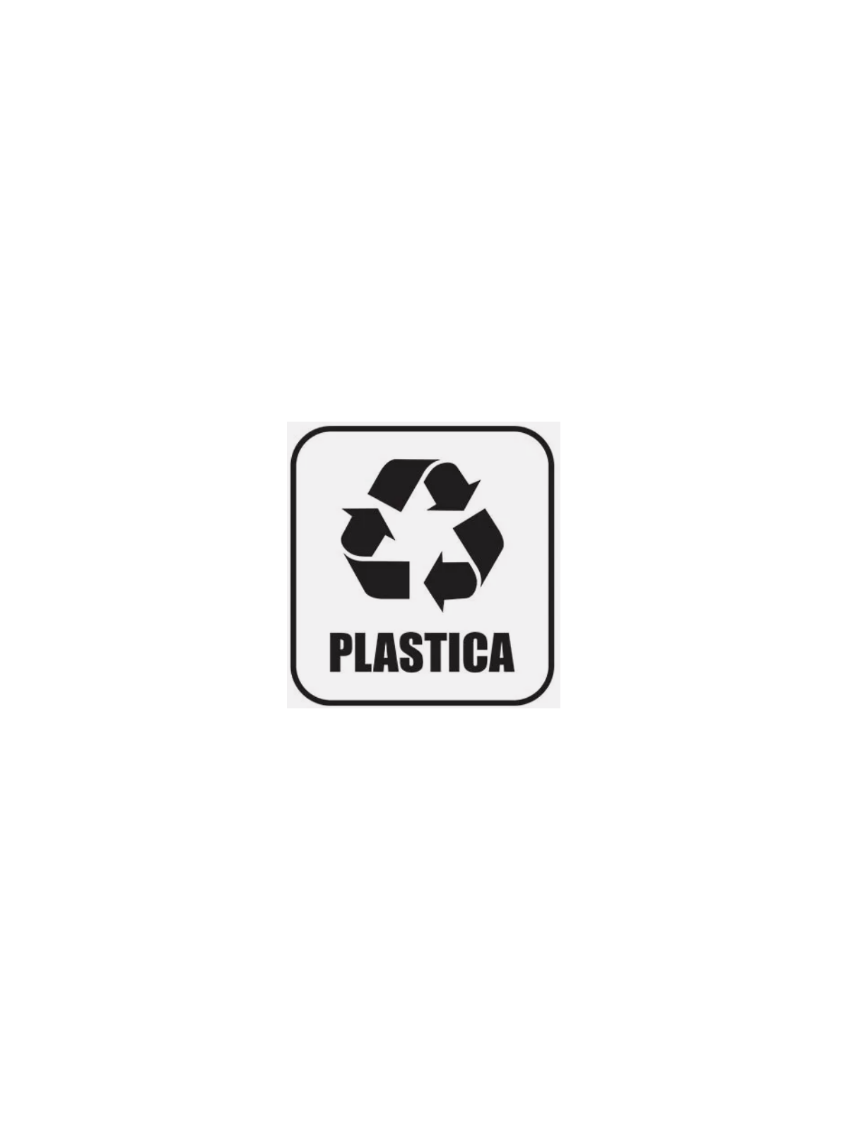 Adesivo vinile bianco simbolo plastica