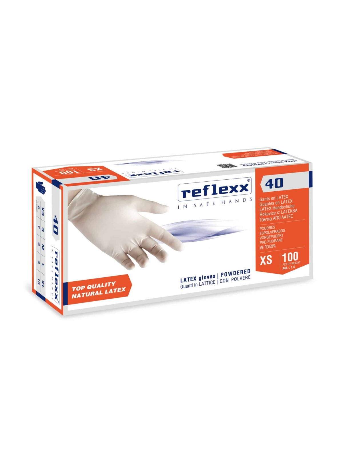 Guanti lattice talcati 40 reflexx tg.S pz100 x10cf
