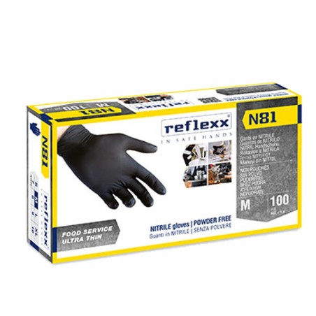 Guanti nitrile black reflexx N81 tg.M 3.2gr pz100 x 10cf