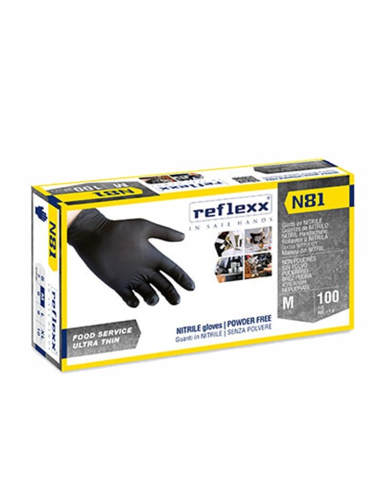 Guanti nitrile black reflexx N81 tg. L 3.2gr pz100 x10cf