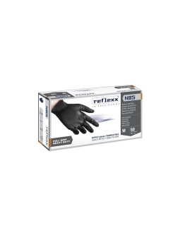 Guanti nitrile reflexx black N85 tg.M pz50 x10cf