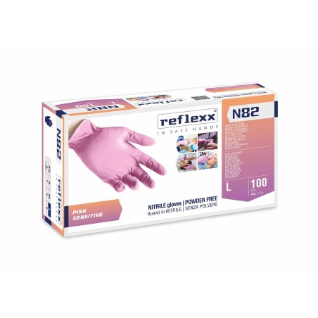 Guanti nitrile rosa reflexx tg.M pz100 x 10cf