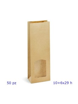 Sacchetto finestrato avana 10+6x29 pz50 x 10cf